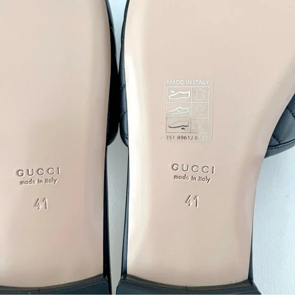 GUCCI | Marmont GG Jolie Matelasse Quilted Black Leather Low Heel Slides Sandals - Picture 14 of 14